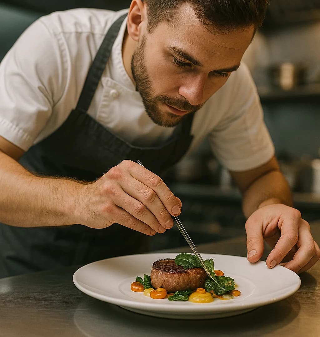 Chef plating a dish